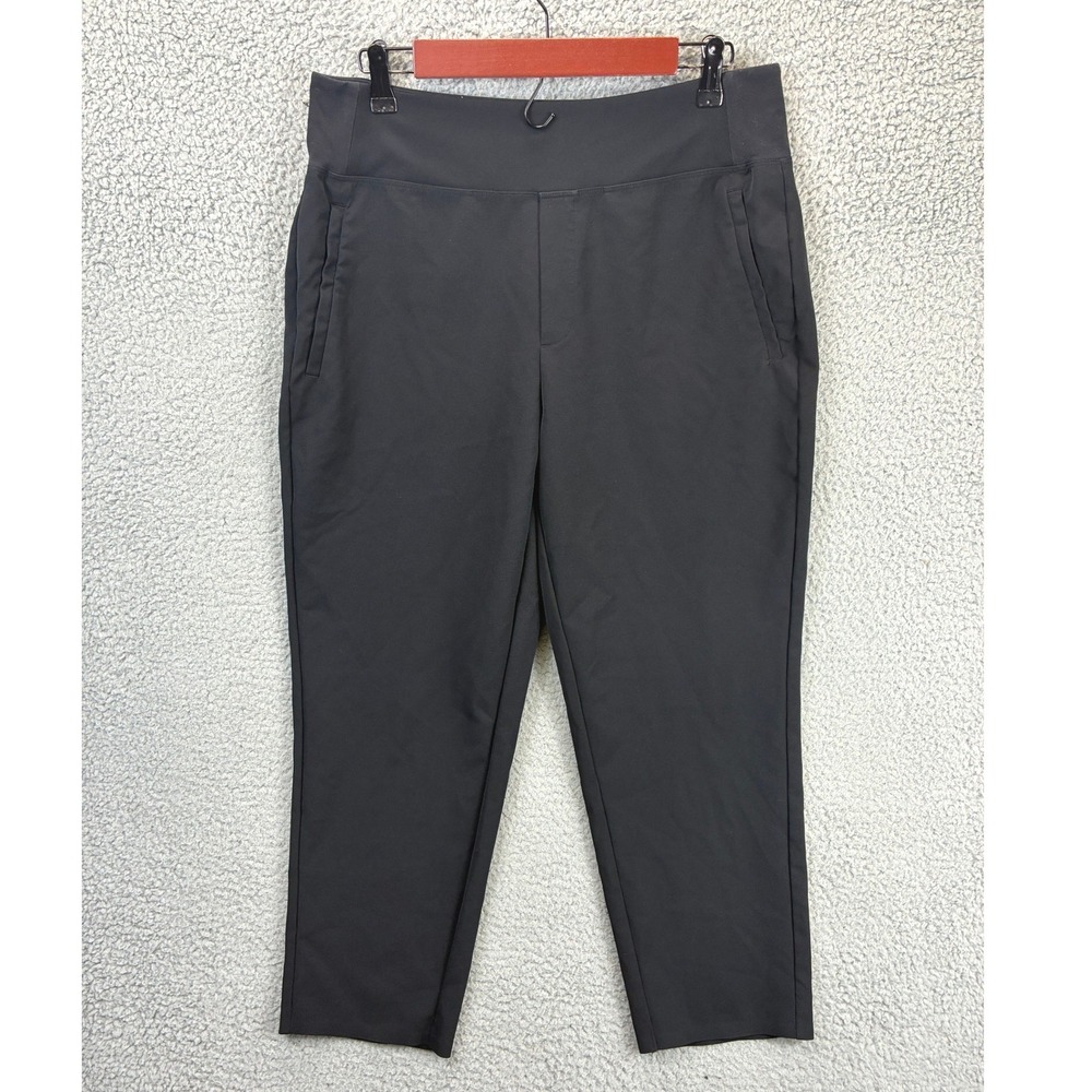 Athleta Pull On Stretch Pants Womens 12P Black Athleisure Travel Casual